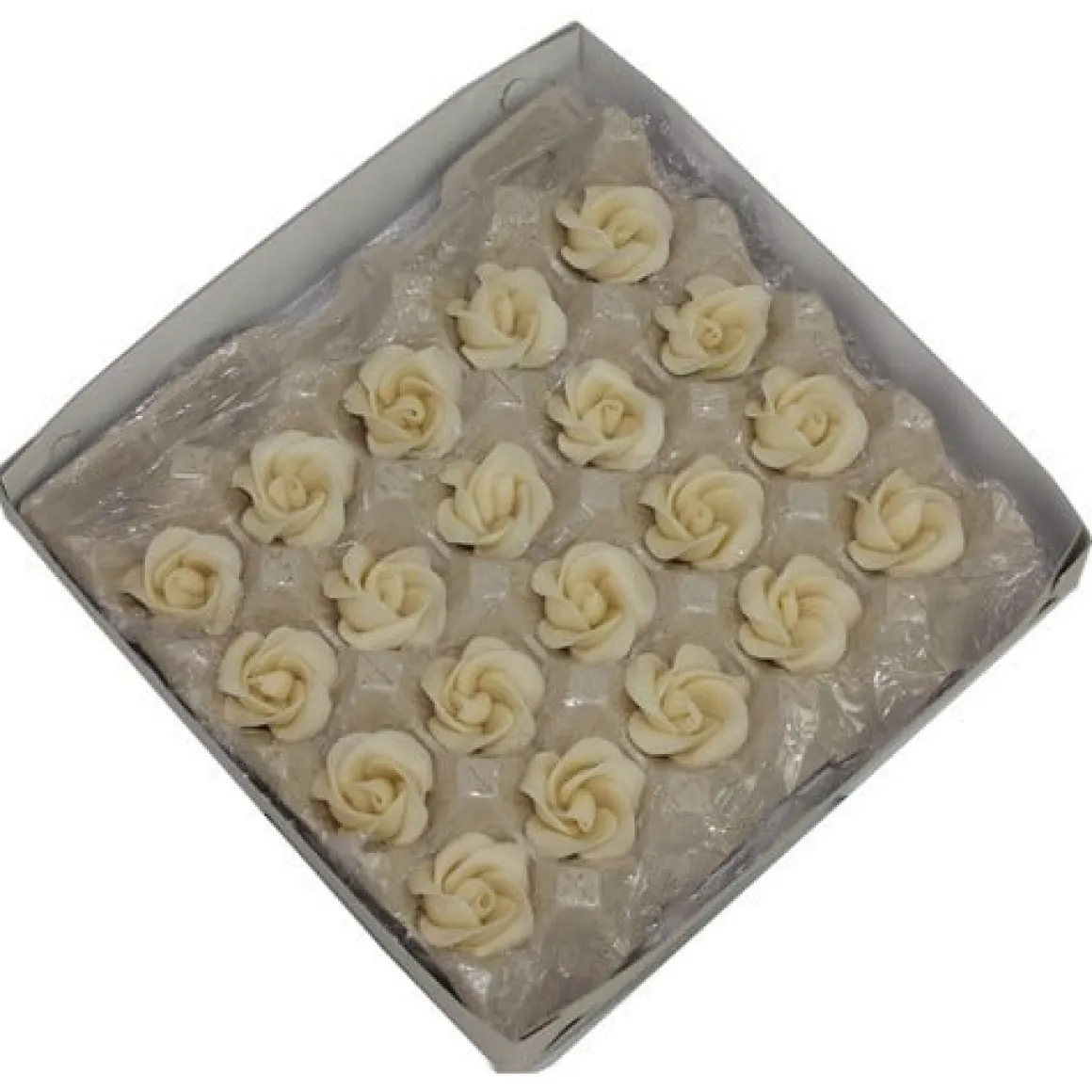 Marsepein rozen 6 blads 40mm 10 stuks, Wit Luxe