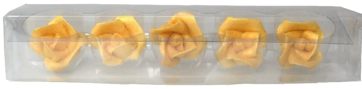 Marsepein Rozen 5 Blads 40mm 5 stuks, Goud klein