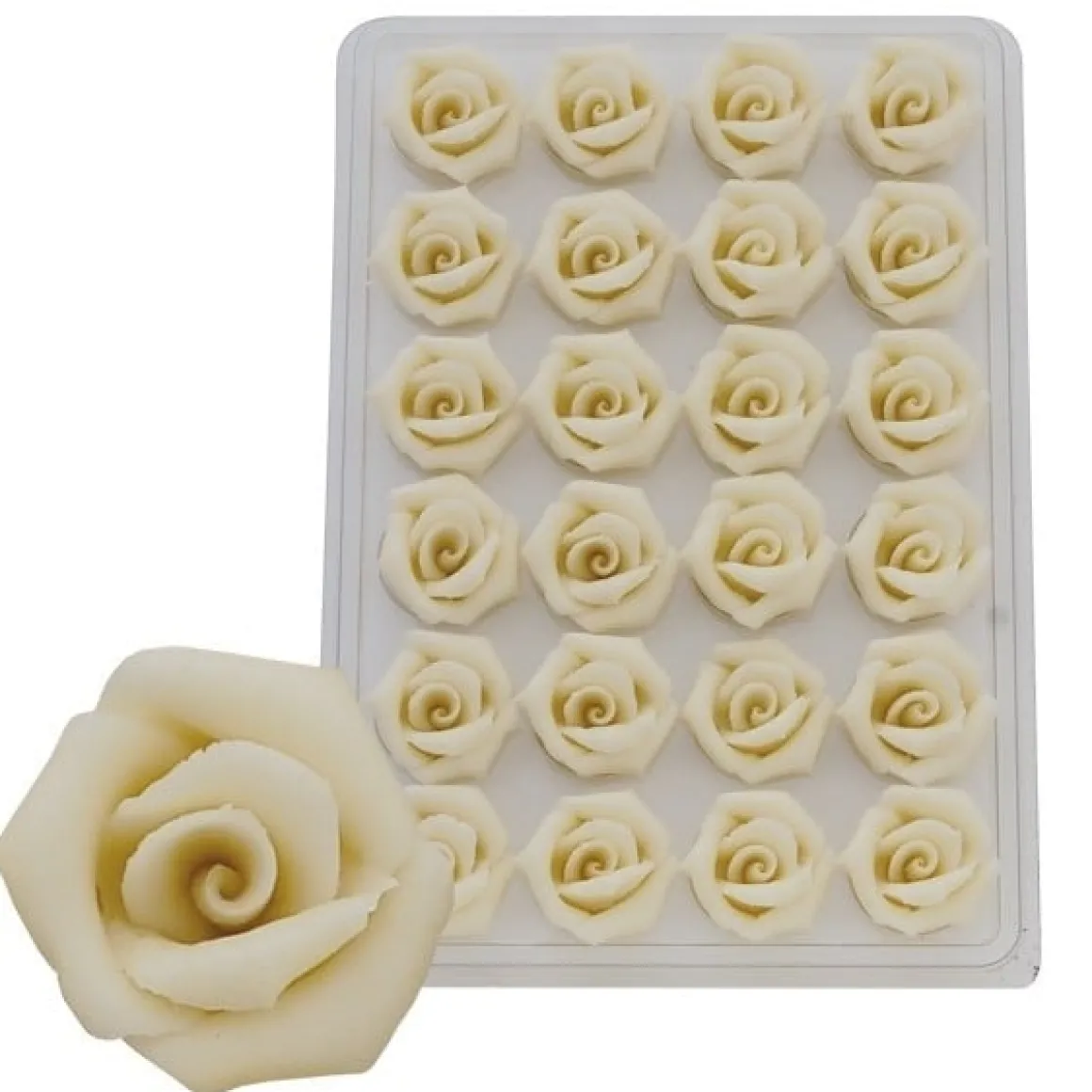 Marsepein Rozen Wit 6-blads 25mm (24 st.)