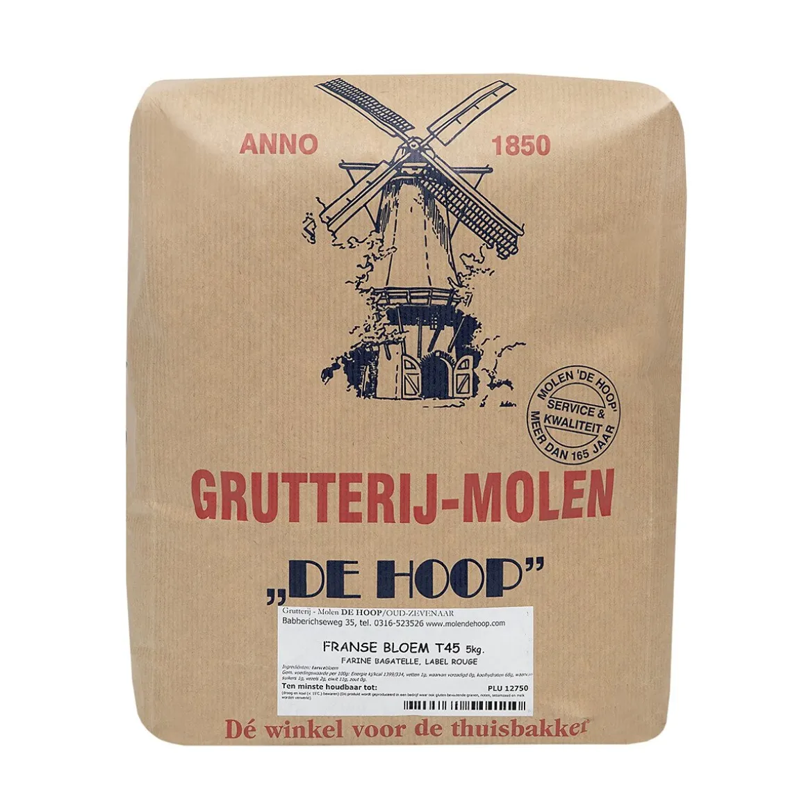 Molen de Hoop Franse Tarwebloem T45 5kg (Farine Bagatelle)