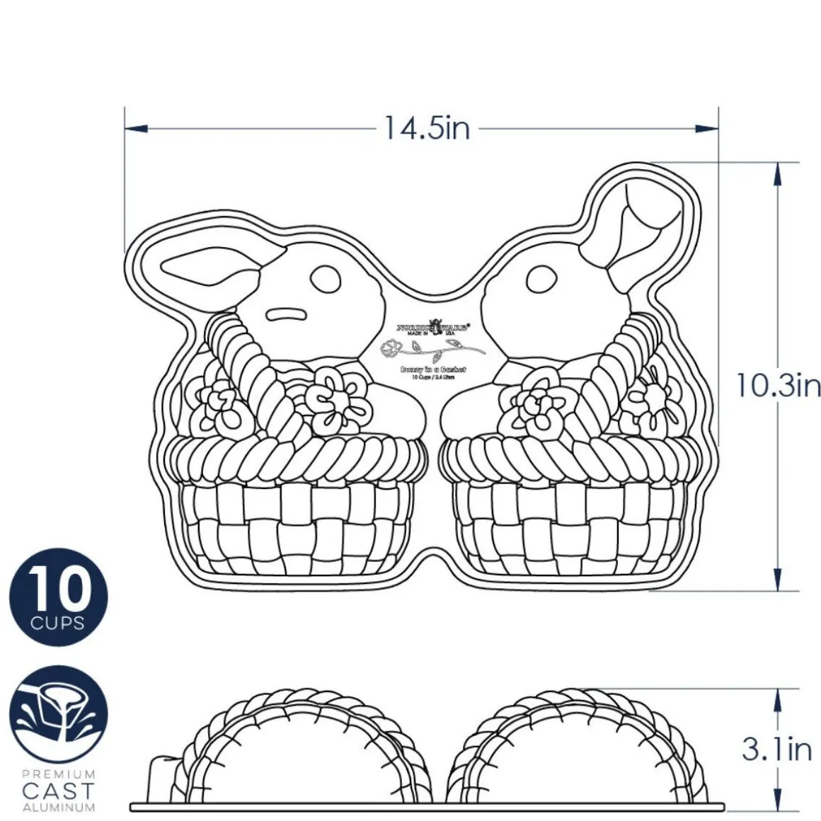 Nordic Ware Paashaas in Mandje Bakvorm