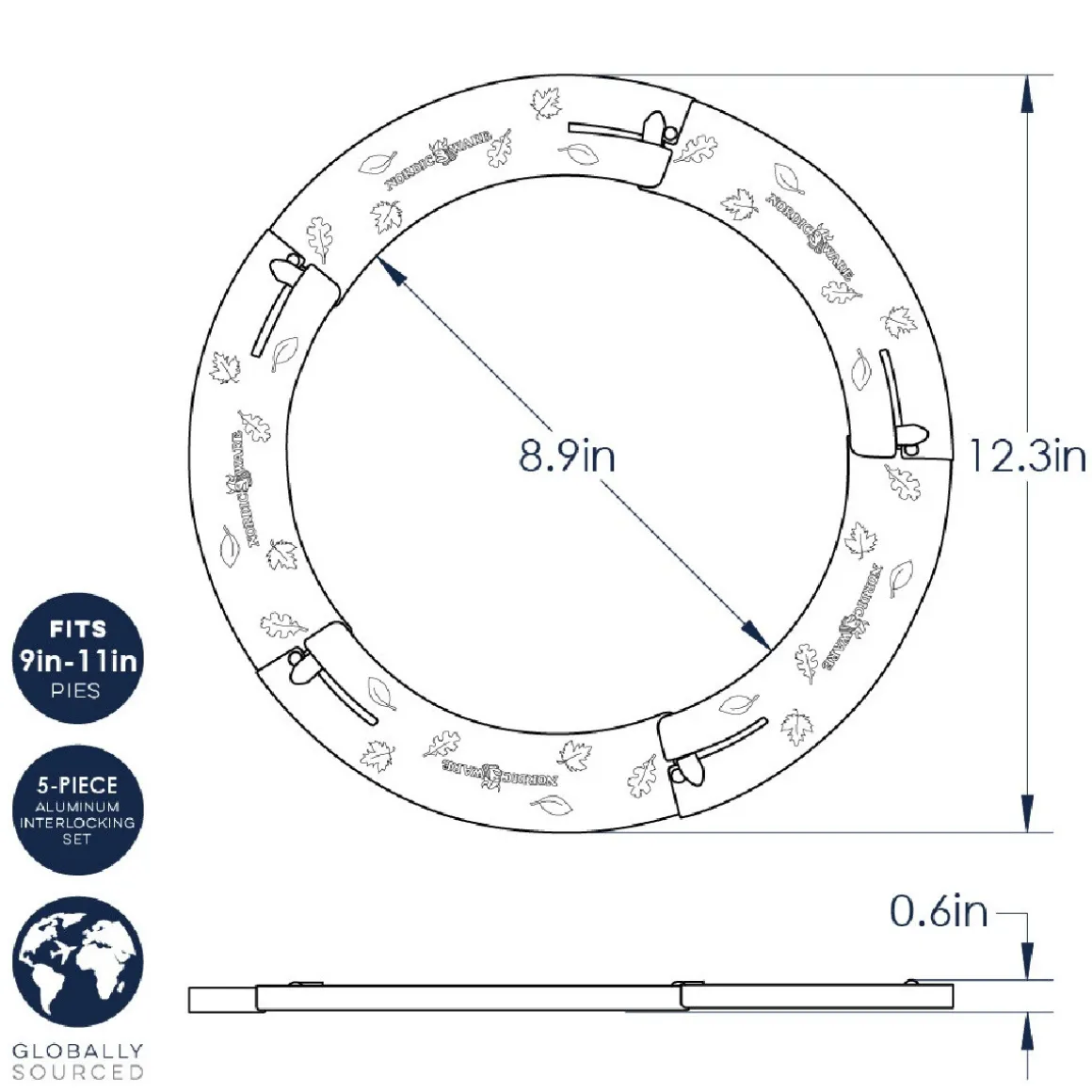 Nordic Ware Pie Crust Shield Verstelbaar