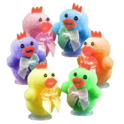 Pluche Decoratie Kuikens Gekleurd Met Strik 4cm, 24 stuks