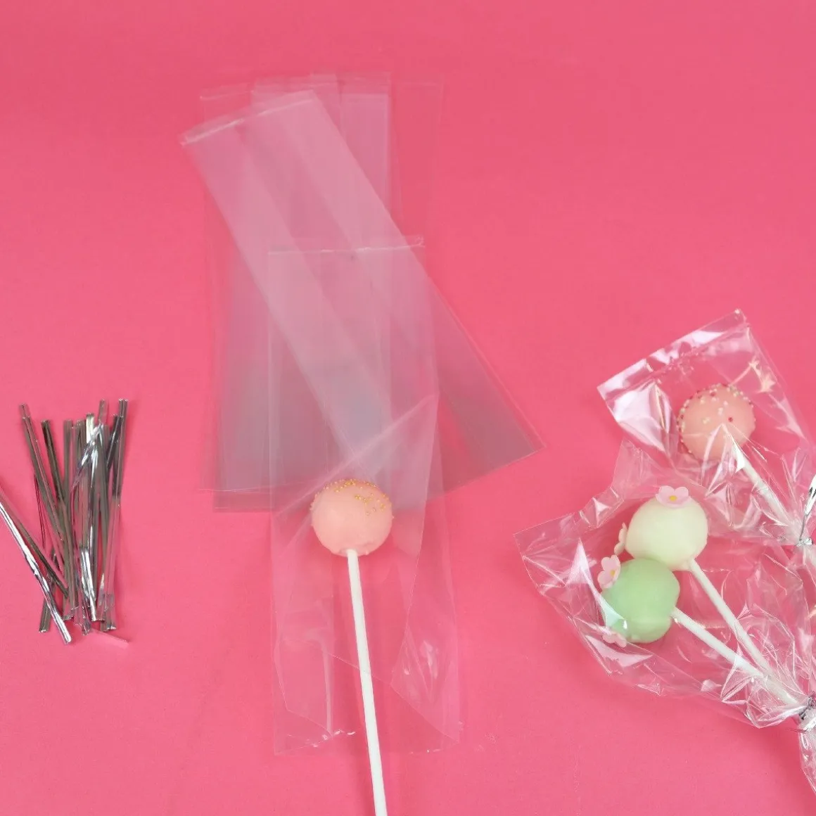 PME Cakepop zakjes met zilveren strikjes 25x7,6cm 25st.
