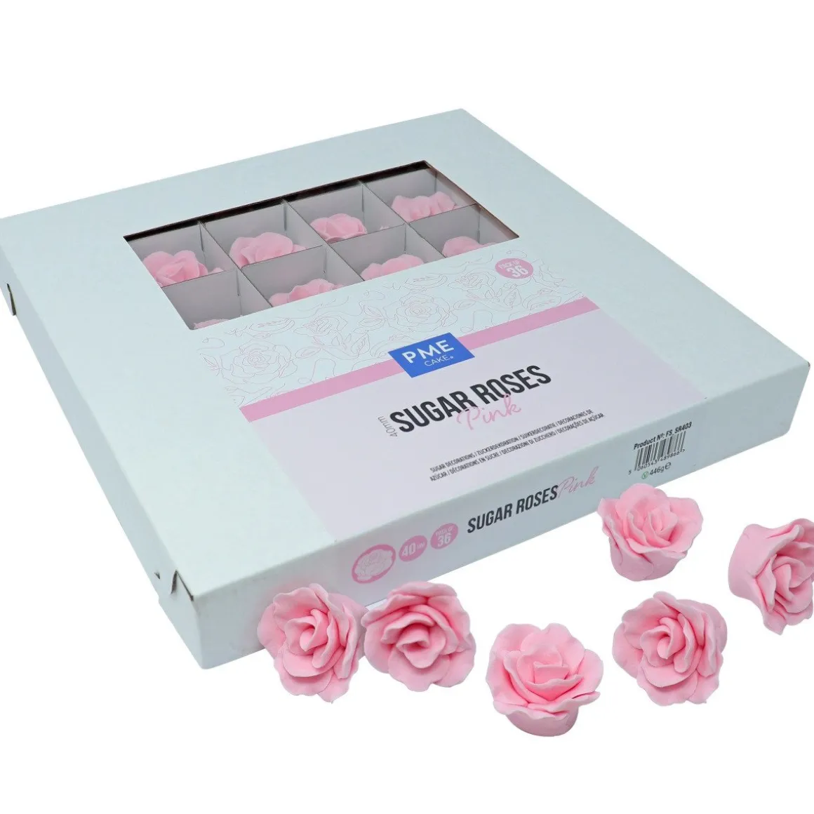 PME Suiker Rozen Roze Ø4cm 36st