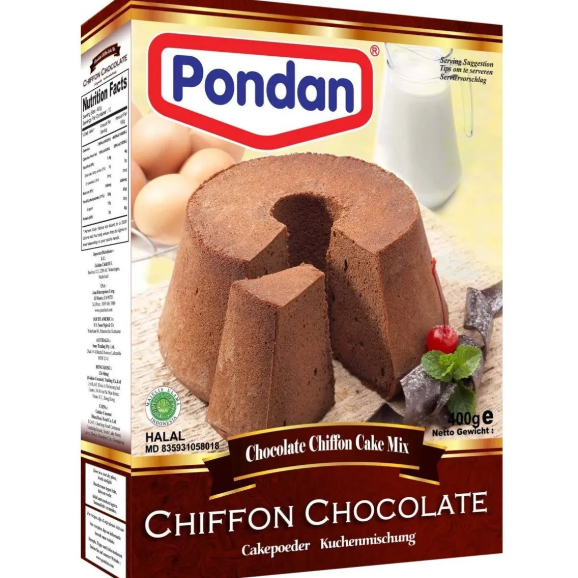 Pondan Cakemix Chiffon Chocolade 400g