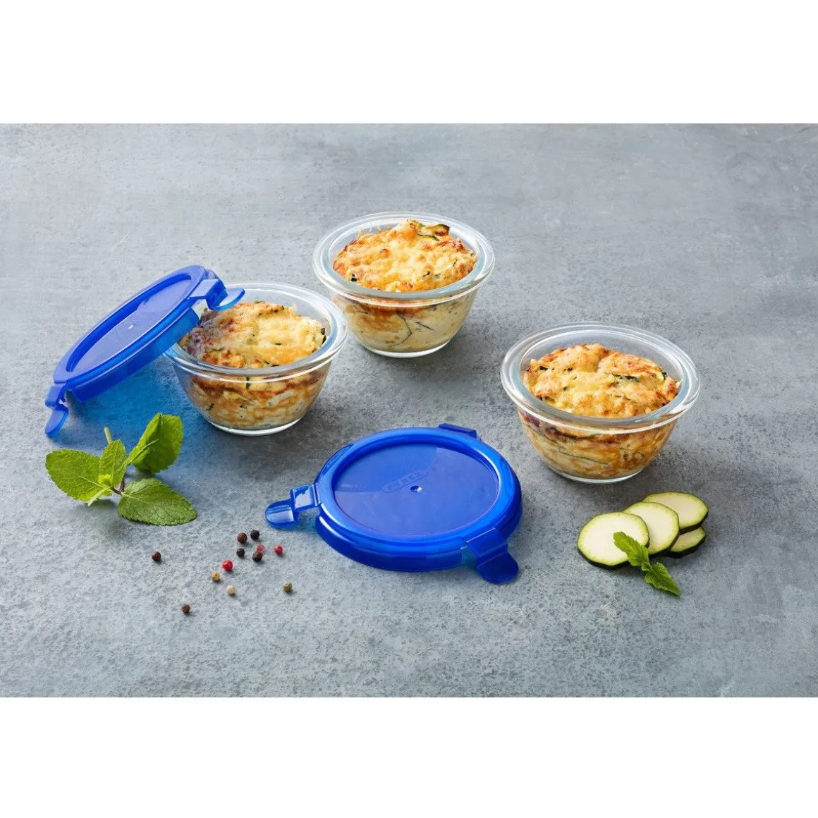 Pyrex Cook & Go Ovenschalen met Deksel Rond 0,2L Set/5