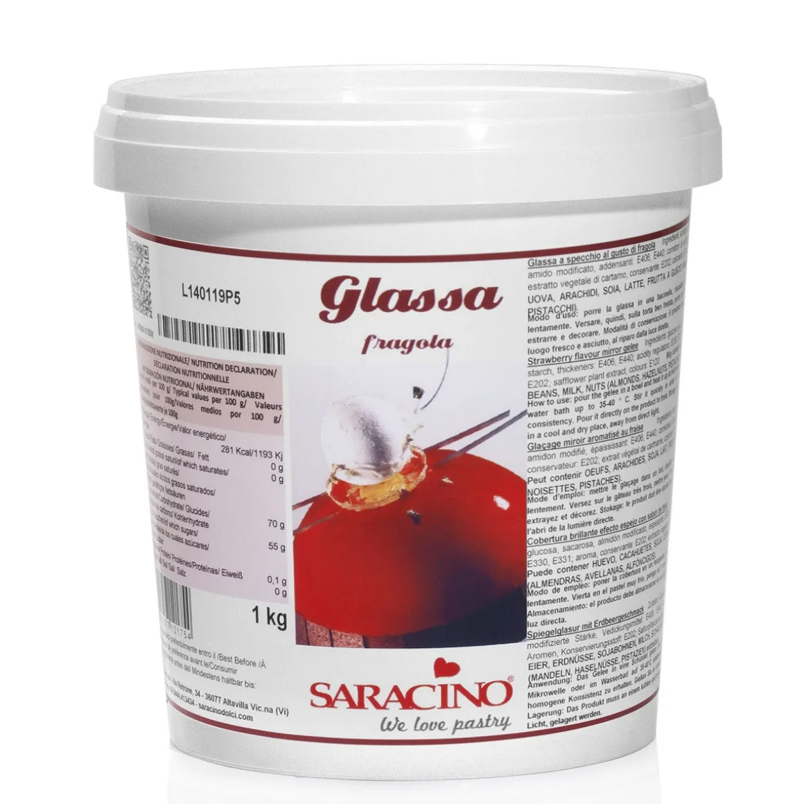 Saracino Mirror Glaze Aardbei 1kg