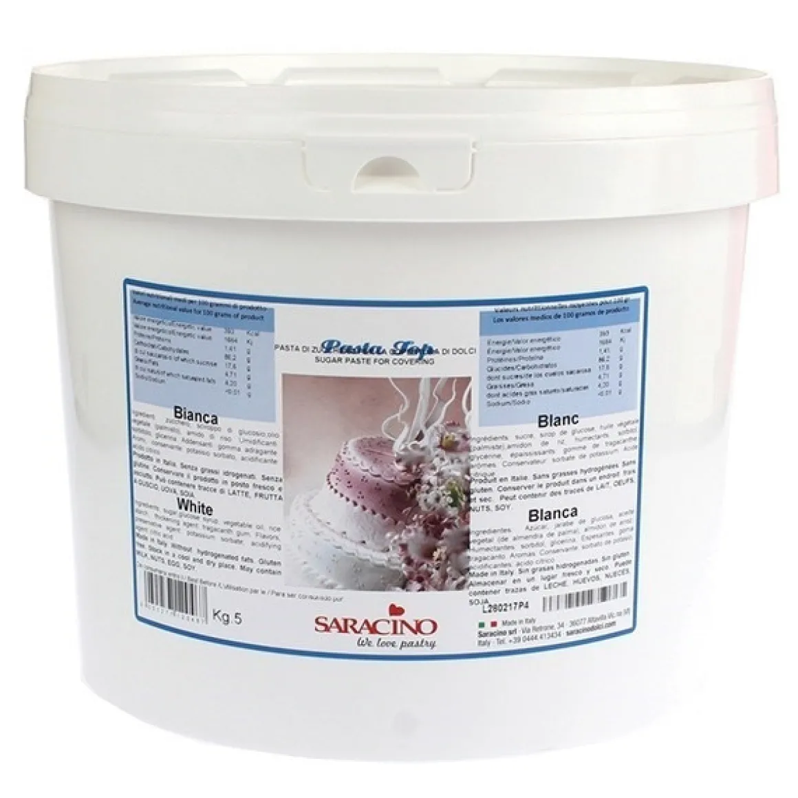 Saracino Rolfondant Wit (Top Paste) 5kg