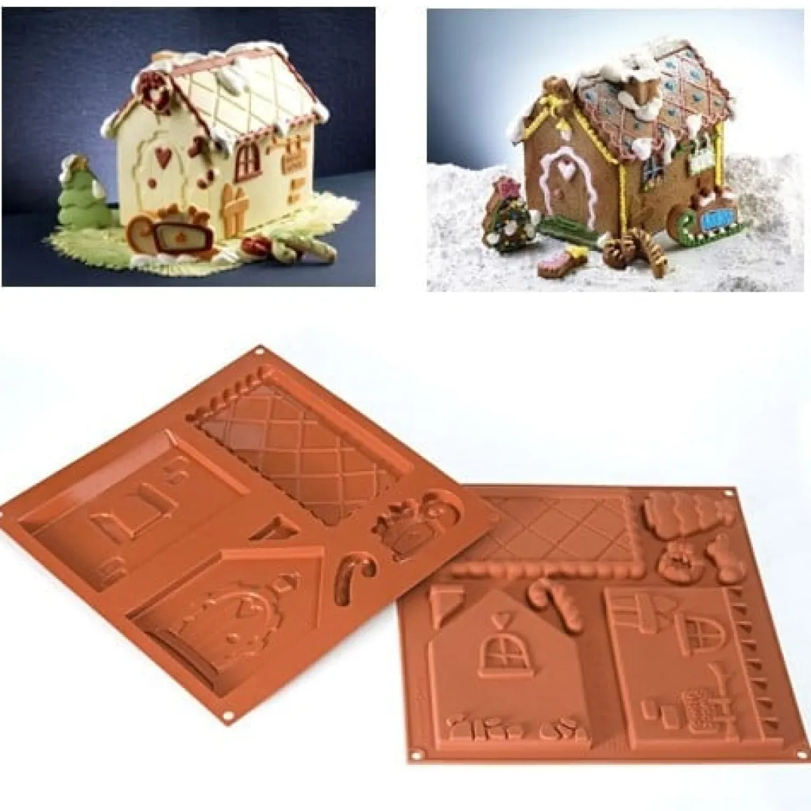 Silikomart Chocolade Vormset Koekhuisje 180x115 h160mm set/2