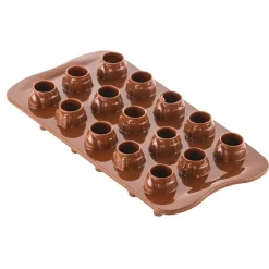 Silikomart Siliconen Bonbonvorm Mr&Mrs Brown (15) Ø2,5x4cm**