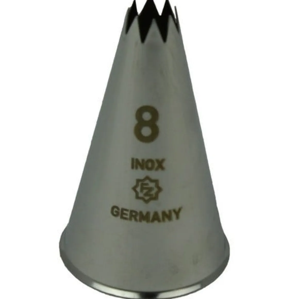 Spuitmondje gekarteld 8 Tands RVS 8mm