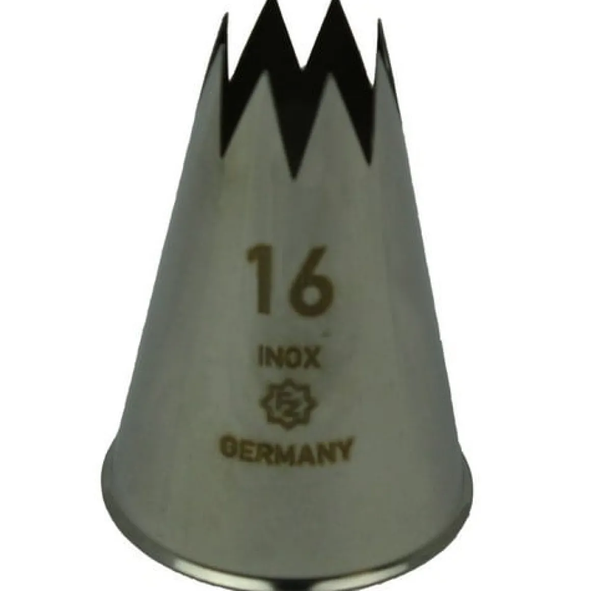 Spuitmondje gekarteld 8 Tands RVS 16mm