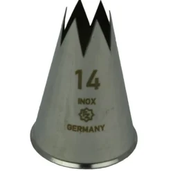 Spuitmondje gekarteld 6 Tands RVS 14mm