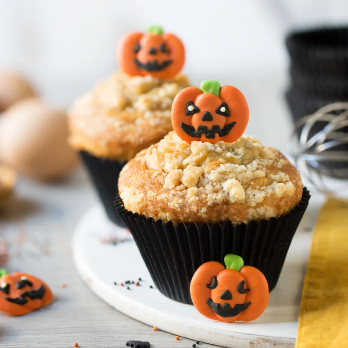 Suikerdecoratie Halloween Pompoen Ø3,5 cm 6 stuks