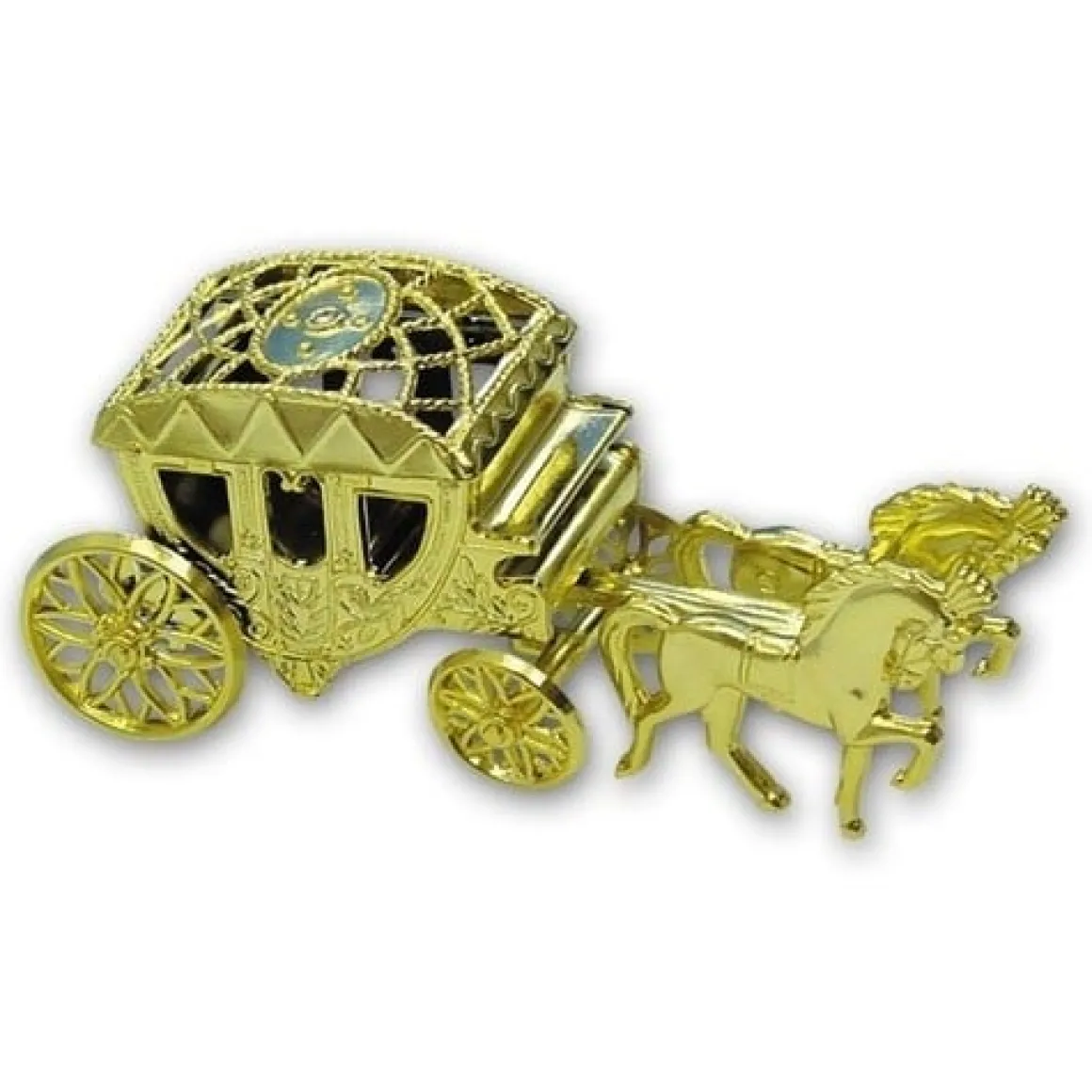 Taartdecoratie Bruidskoets Goud Kunststof 10cm