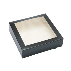 Taartdoos met venster 19x19x5cm Zwart**