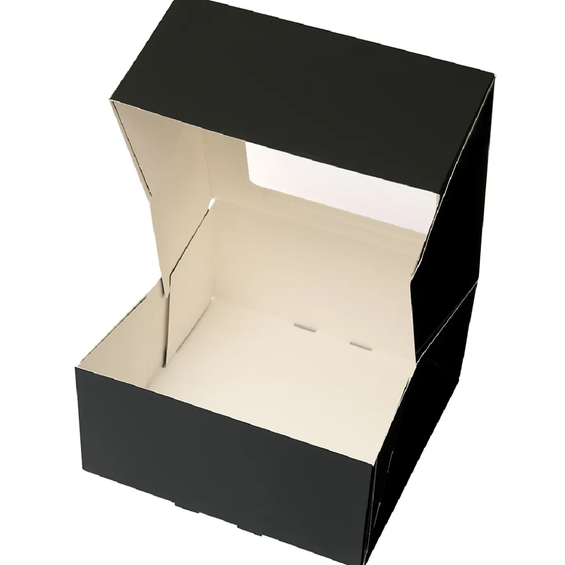 Taartdoos met venster 19x19x9cm. Zwart 3st