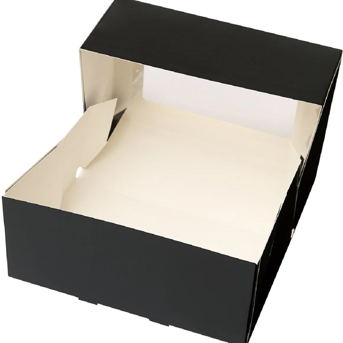 Taartdoos met venster 21x14x9cm. Zwart 3st