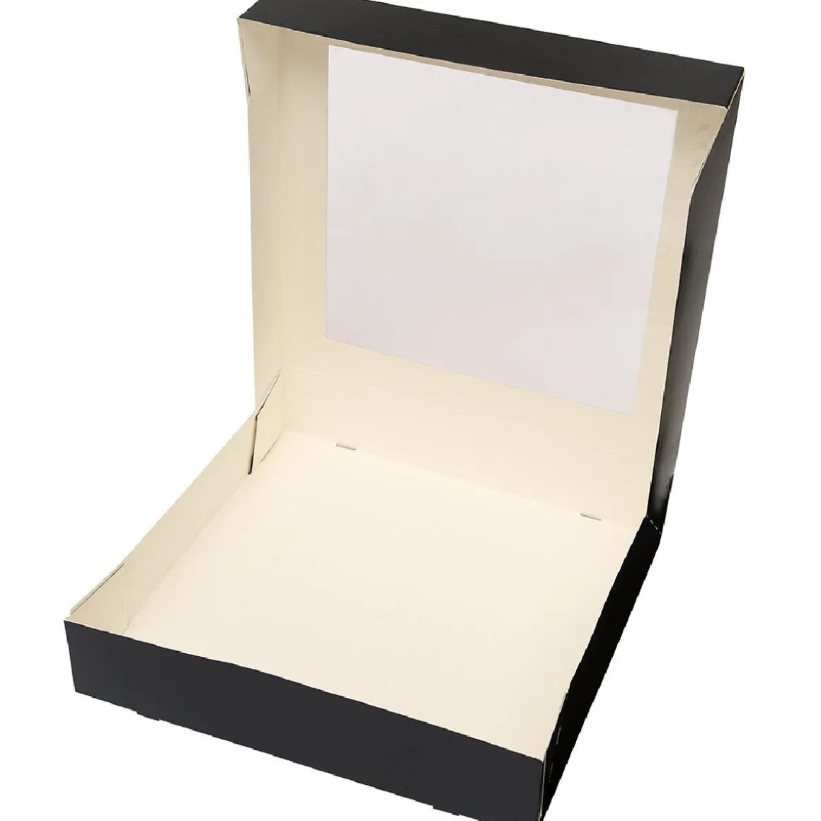 Taartdoos met venster 30x30x6cm. Zwart 50st