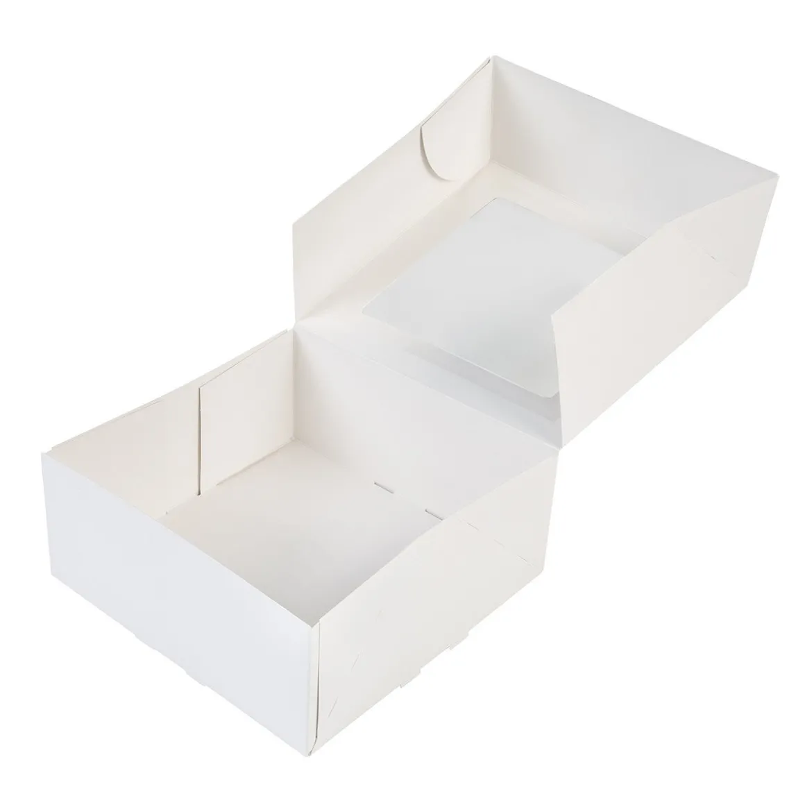 Taartdoos met venster 21x21x9cm. Wit 50st