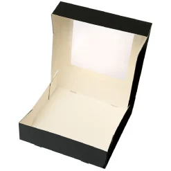 Taartdoos met venster 19x19x5cm. Zwart 50st