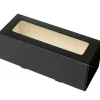 Taartdoos Slof met venster 25x10x9cm. Zwart 3st