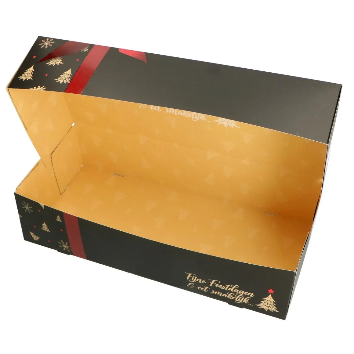 Taartdoos Stol Klein 24x16x8cm. Zwart met Strik (Kerst)**