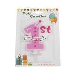Taartkaarsje Roze 1ste Verjaardag**