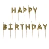 Taartkaarsjes Happy Birthday Goud