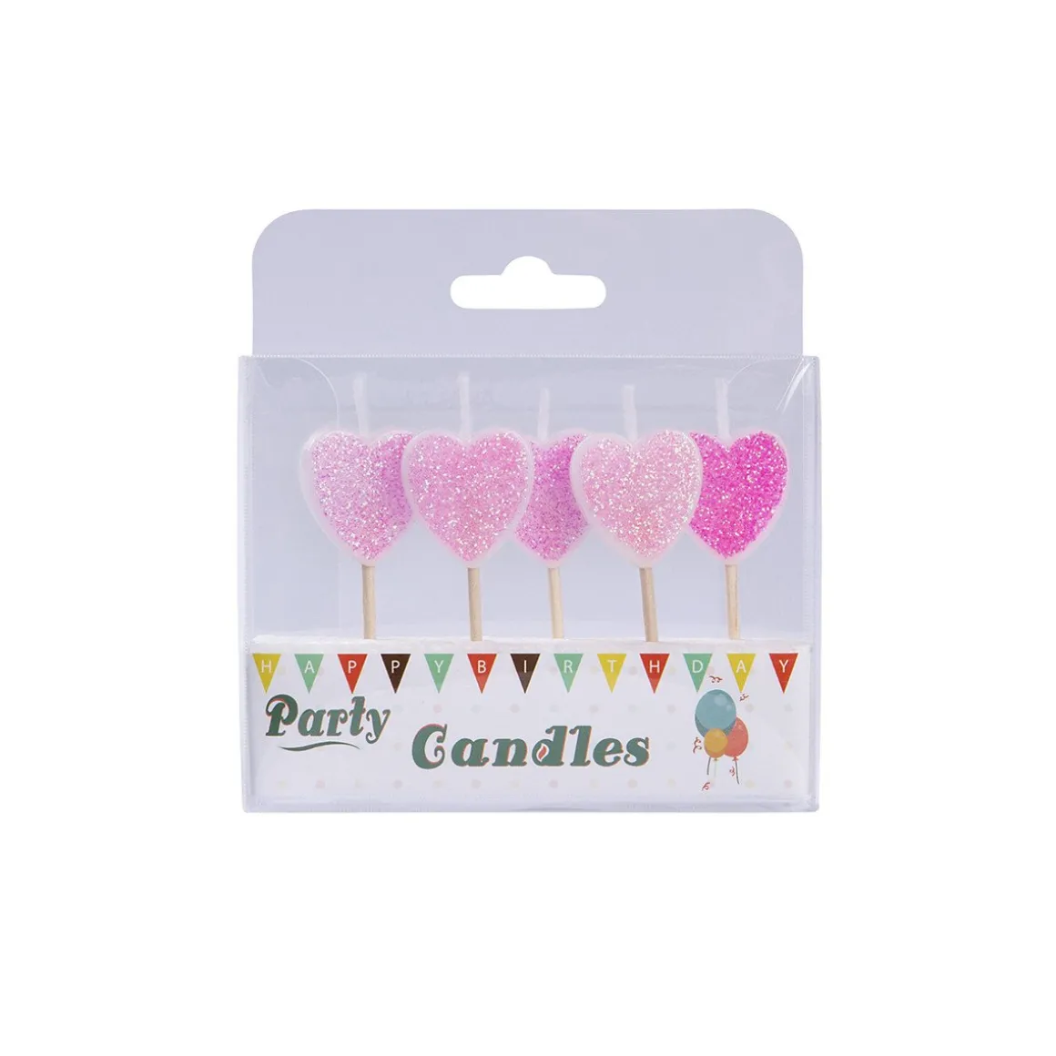 Taartkaarsjes Hartjes Glitter 5st.