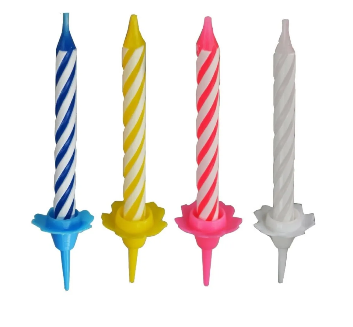 Taartkaarsjes met houder 324st. Gekleurd