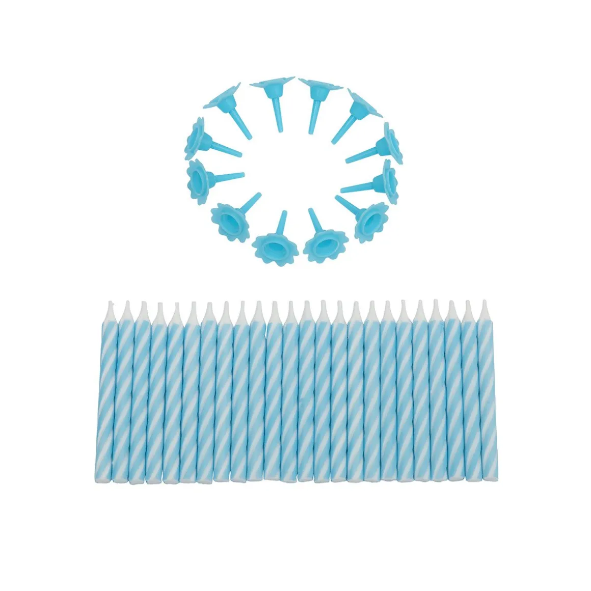 Taartkaarsjes met houders Blauw 24st**