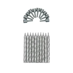 Taartkaarsjes met houders Zilver 10st**