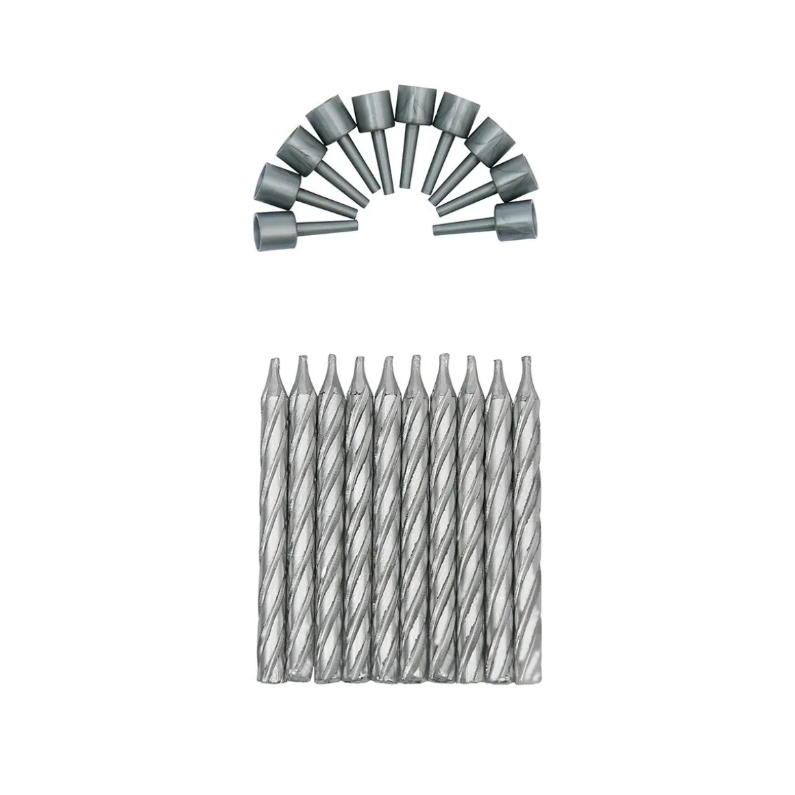 Taartkaarsjes met houders Zilver 10st**