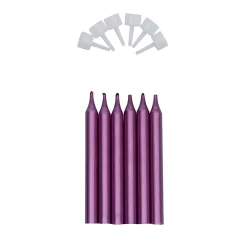 Taartkaarsjes met houders Roze 6st.**