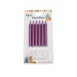 Taartkaarsjes met houders Roze 6st.**