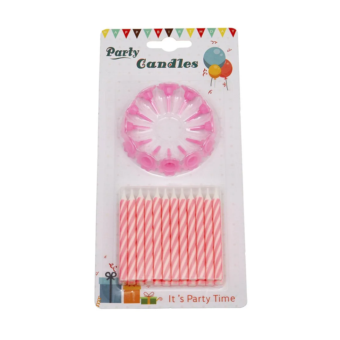 Taartkaarsjes met houders Roze 24st