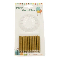 Taartkaarsjes met houders Goud Glitter 24st