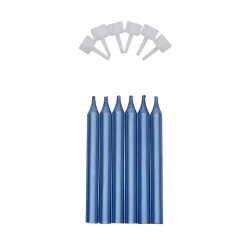 Taartkaarsjes met houders Blauw 6st.**
