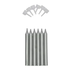 Taartkaarsjes met houders Zilver 6st.**