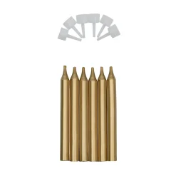 Taartkaarsjes met houders Goud 6st.