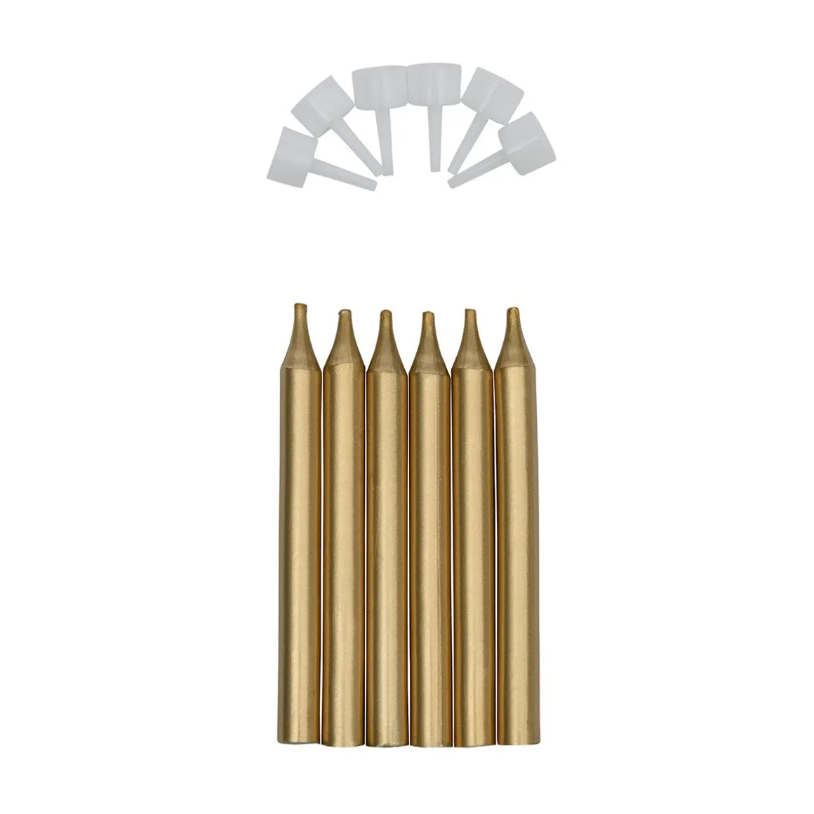 Taartkaarsjes met houders Goud 6st.