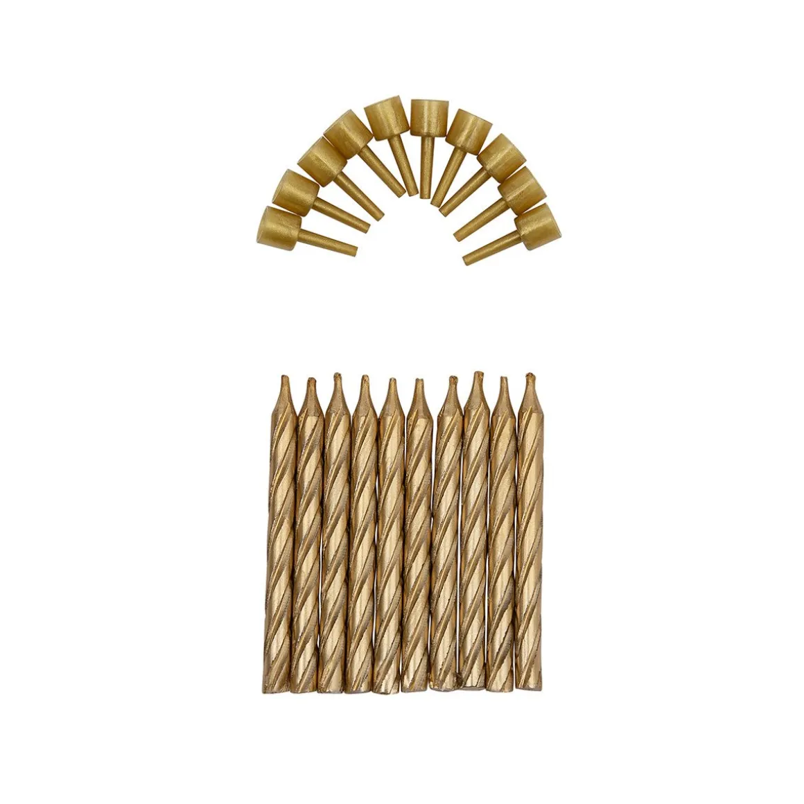 Taartkaarsjes met houders Goud 10st