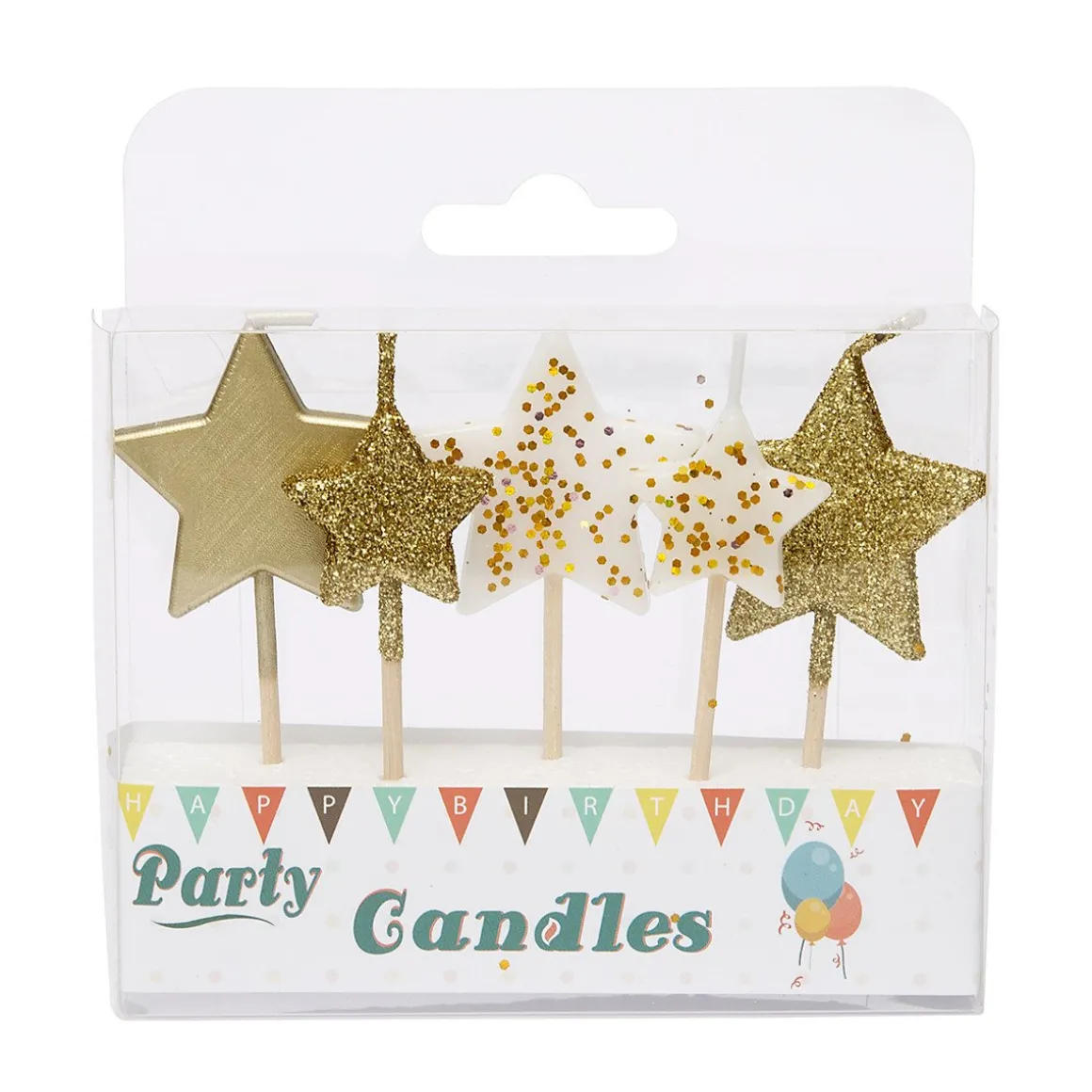 Taartkaarsjes Sterren Goud 5st