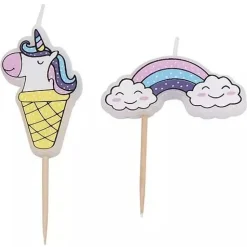 Taartkaarsjes Unicorn & Regenboog**