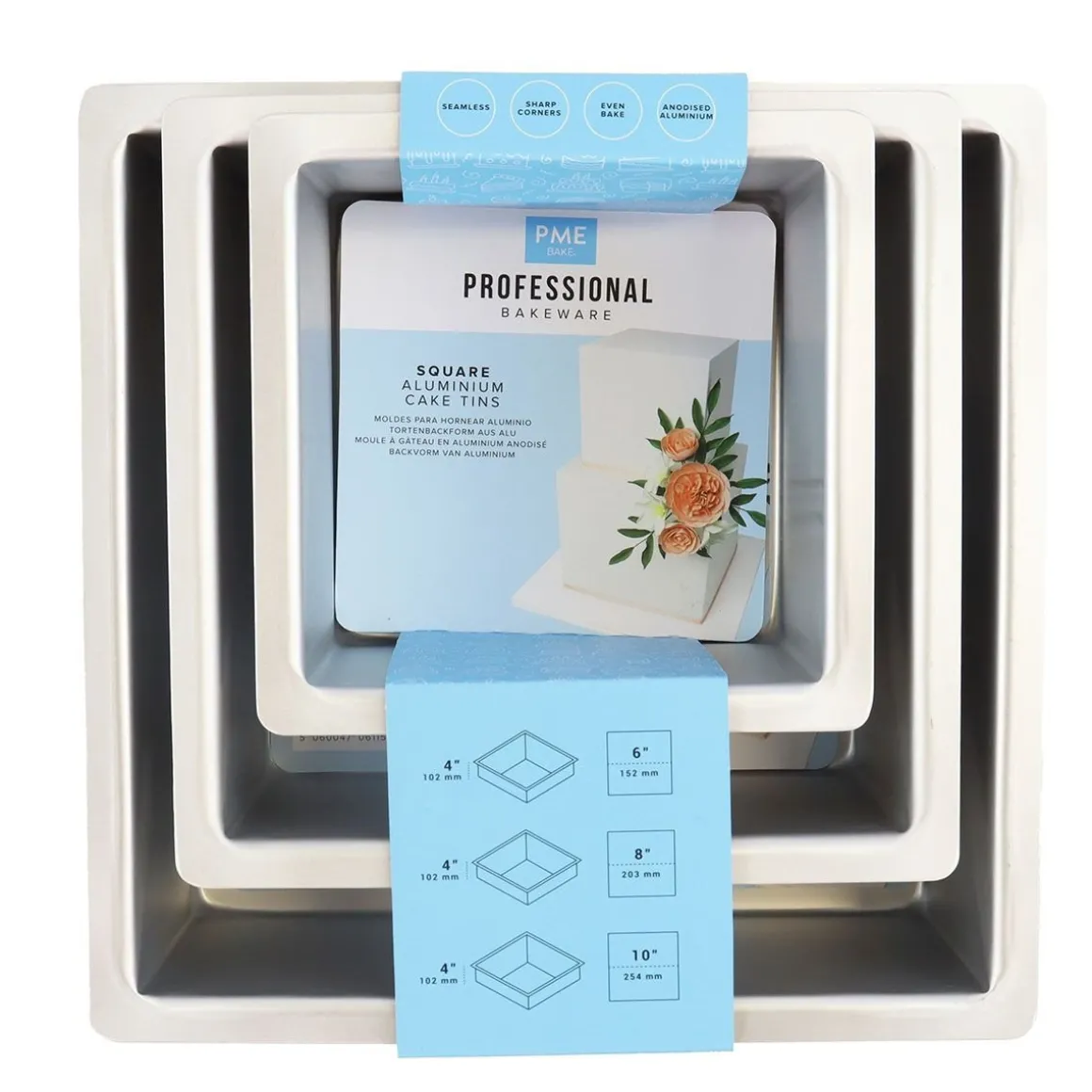 Taartpan PME Vierkant 10cm(h) Set/3