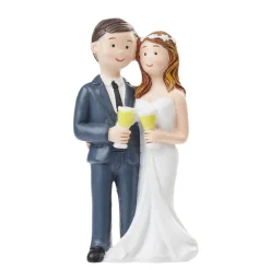 Taarttopper Bruidspaar Proostend Polystone 8cm