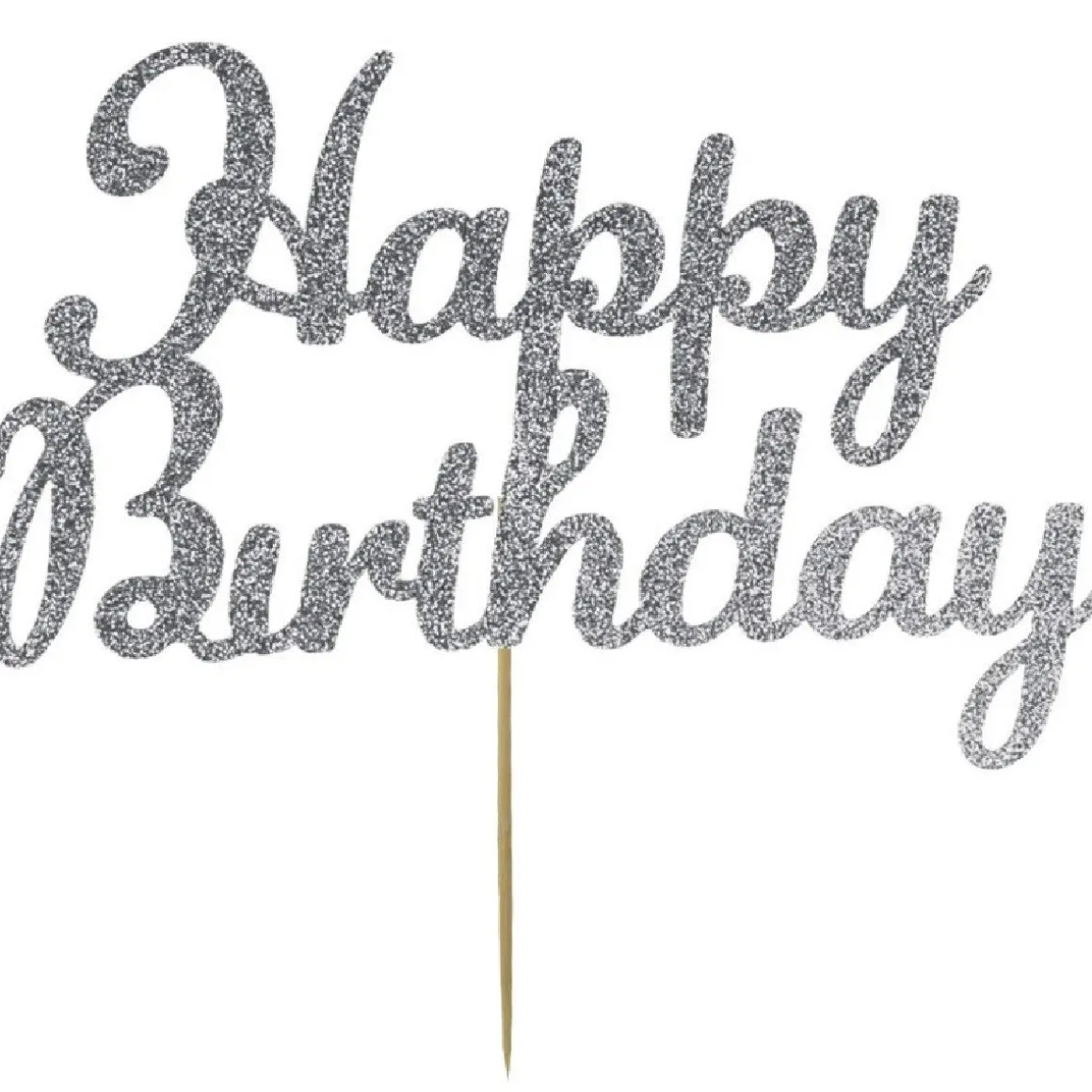 Taarttopper Happy Birthday Zilver 15x8cm