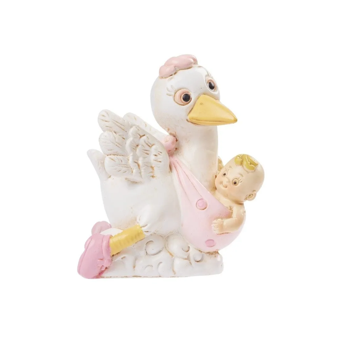 Taarttopper Ooievaar Roze Polystone 5,5cm